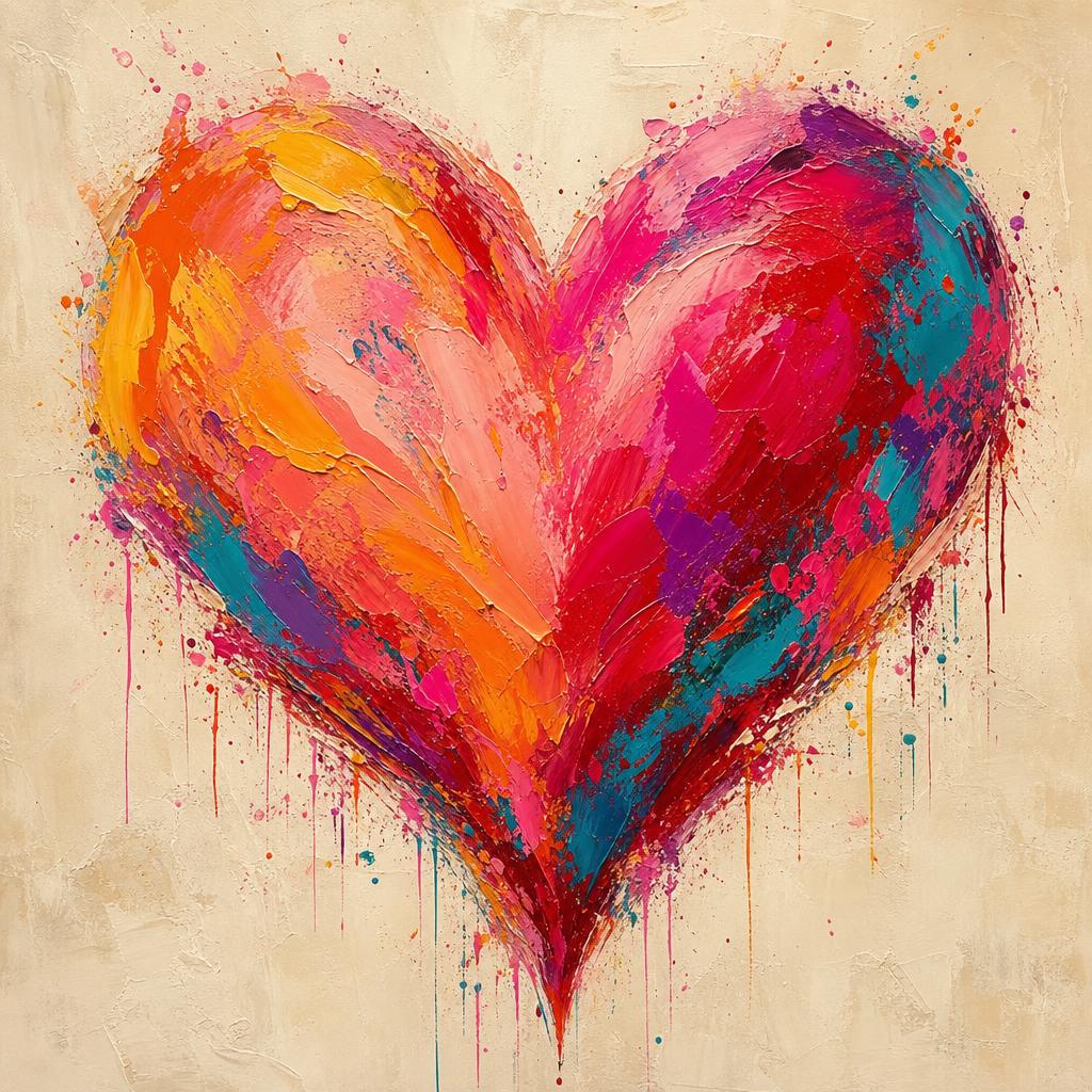 Obra: I Am Love — corazón pintado en colores vivos